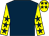Dark blue, yellow sleeves, dark blue stars, yellow cap,dark blue stars