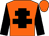 Orange, black cross of lorraine, black sleeves, orange cap