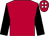 Scarlet, black sleeves, scarlet cap, white spots