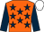 Orange, dark blue stars and sleeves, white cap