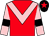 Red, pink chevron, pink sleeves, black armlet, black cap, red star