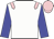 white, pink epaulets, blue sleeves, pink cap