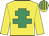 yellow, emerald green cross of lorraine, yellow and emerald green striped cap