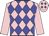 Pink, blue diamonds, pink sleeves, blue diamonds on pink cap