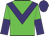 green, purple chevron, halved sleeves, purple cap