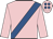 Pink, royal blue sash, royal blue spots on cap