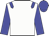 white, blue epaulets, blue sleeves, blue cap