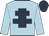 light blue, dark blue cross of lorraine, dark blue cap