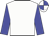 White body, blue arms, white cap, blue quartered