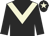 Black body, beige chevron, black arms, black cap, beige star