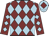 maroon, light blue diamonds, maroon diamond on light blue cap