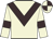 Beige body, brown chevron, beige arms, brown armlets, beige cap, brown quartered