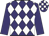 Purple and white diamonds, purple sleeves, checked cap