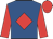 Royal blue, red diamond, sleeves and cap