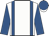 White, royal blue braces and sleeves, royal blue cap, white peak