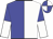 Blue and white halved vertically, halved sleeves, quartered cap