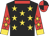 Black, gold stars, red sleeves, gold stars, red collar, gold cuffs, red and black quartered cap