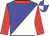 Blue and white halved diagonally, red collar and sleeves, blue and white quartered cap