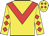 Yellow, red chevron, diamonds on sleeves and cap