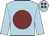 Light blue, maroon disc and spots on cap