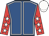 Royal blue, white seams, red sleeves, white stars, white cap