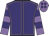 Purple, mauve seams, mauve and purple hooped sleeves, mauve cap, purple spots