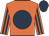 Orange, dark blue disc, striped sleeves, dark blue cap