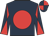 Dark blue, red disc, diabolo on sleeves, quartered cap