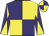 Purple and yellow (quartered), diabolo on sleeves, yellow and purple quartered cap