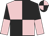 Pink and black quartered, black and pink halved sleeves, quartered cap