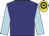 navy, light blue sleeves, yellow cap, black hoops