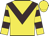 yellow, brown chevron, yellow sleeves, brown hoops, yellow cap