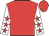 red, white sleeves with red stars, red cap