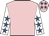 Pink, white sleeves, royal blue stars, pink cap, royal blue stars