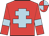 red, light blue cross of lorraine, light blue armlets, red and light blue quarted cap