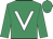 Emerald green, white V