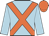 light blue, orange cross sashes, orange cap