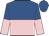 Royal blue and pink halved horizontally, halved sleeves, royal blue cap