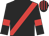 black, red sash and armlets, black cap, red stripes