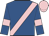 royal blue, pink sash, pink armlets and cap