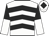 White, black chevrons, black and white halved sleeves, white cap, black diamond