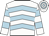White, light blue chevrons, hooped sleeves and cap