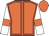 Orange, red seams, white sleeves, orange armlets, orange cap