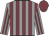 Grey body, garnet striped, grey arms, garnet striped, garnet cap