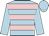 light blue, pink hoops, light blue sleeves, light blue cap