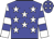 Big-blue body, white stars, white arms, big-blue hooped, big-blue cap, white stars