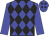 Blue body, black diamonds, blue arms, blue cap, black diamonds