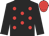 Black body, red spots, black arms, red cap