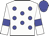 White body, blue spots, white arms, blue armlets, blue cap