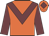 Orange body, garnet chevron, garnet arms, orange cap, garnet diamond